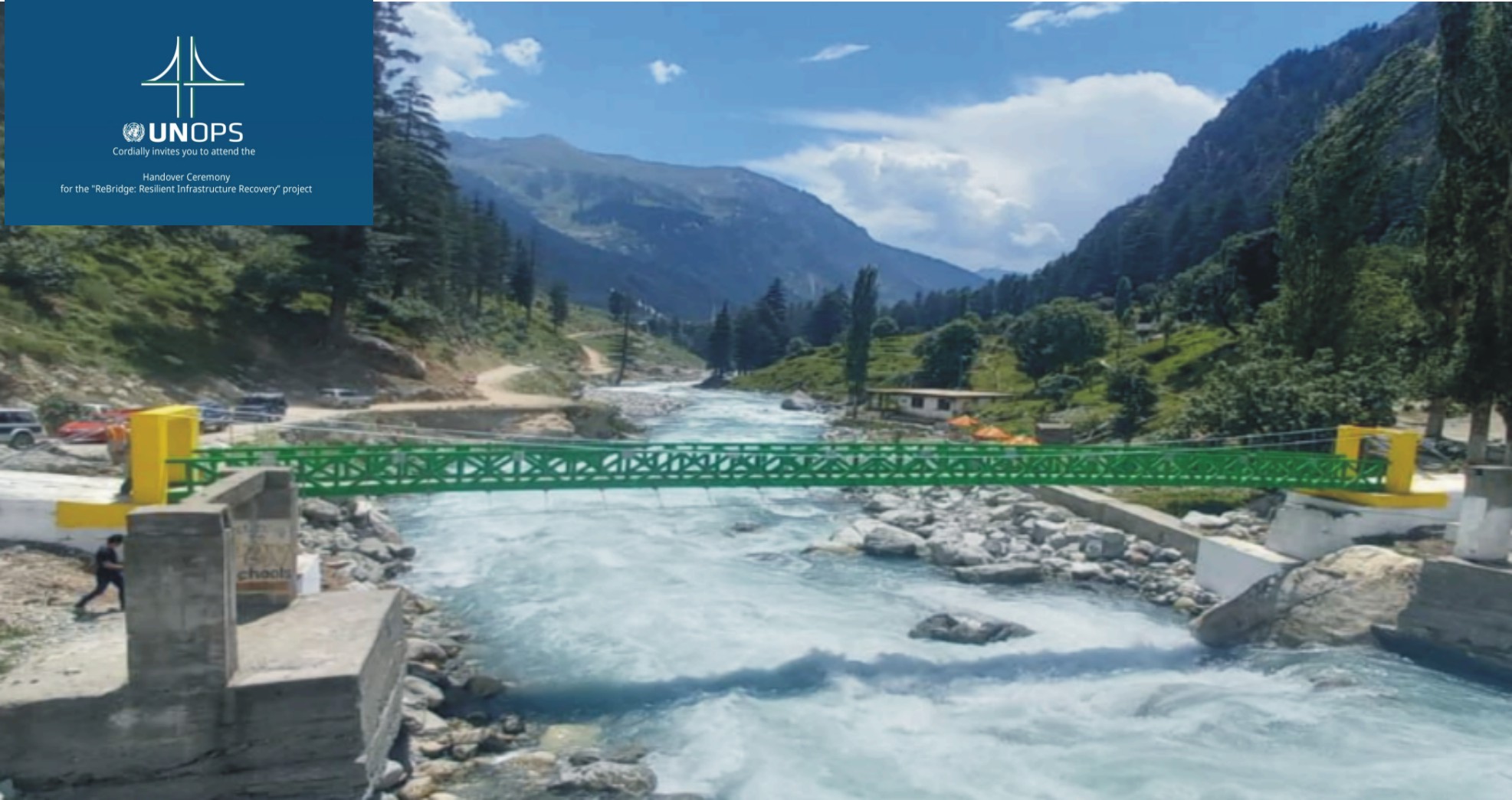 UNOPS officials and government representatives at the Bridges Handover Ceremony in Islamabad, marking the completion of the ReBridge Project in Swat.
