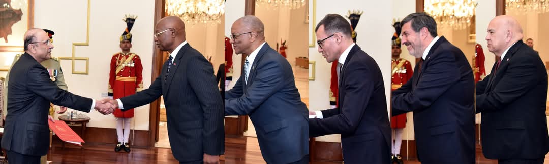 Ambassadors of Angola, Jamaica, Luxembourg, Uruguay  & Malta present credentials to President of Pakistan Asif Ali Zardari