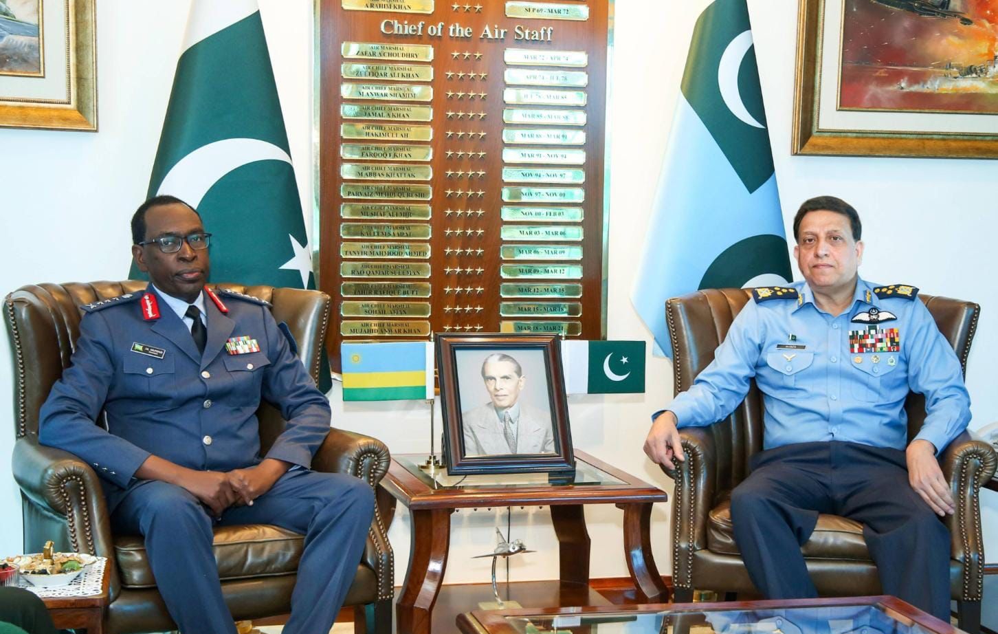 Rwandan Air Chief Lt Gen Jean Jacques Mupenzi Meets Pakistan Air Chief Zaheer Sidhu, Visits PAF Cyber Command & ISR Center